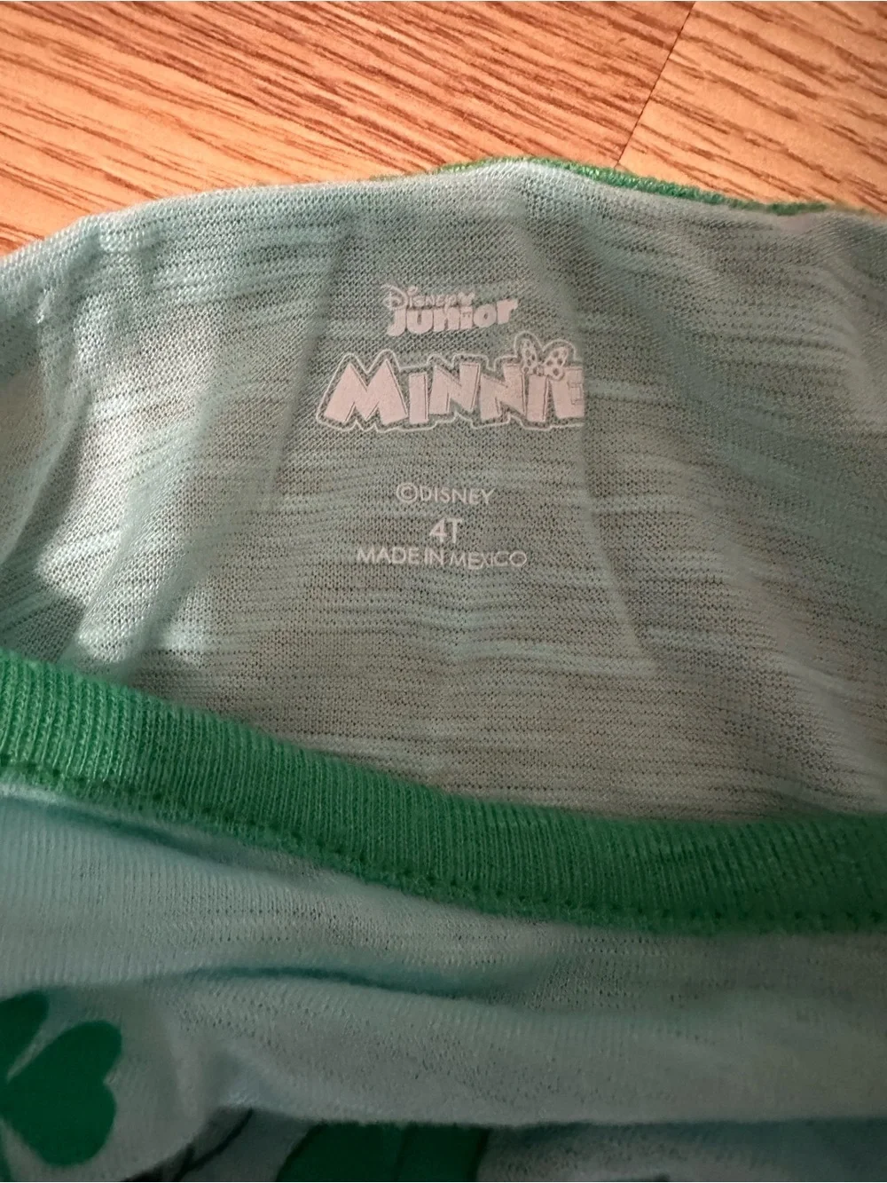 Disney Light Aqua Minnie Mouse Tee with Green Accents
